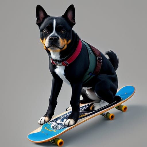 Cool Dog Riding a Skateboard