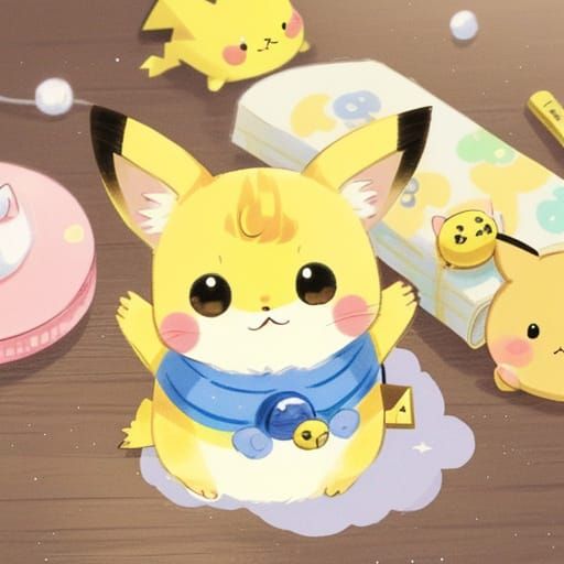 Chibi Pikachu Kitten in Kawaii Anime Style