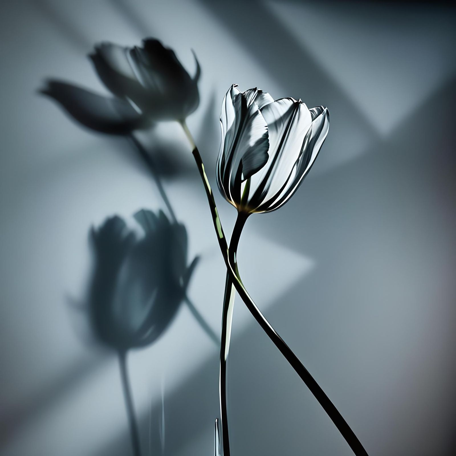Abstract Tulip Shadows in Glass Vase