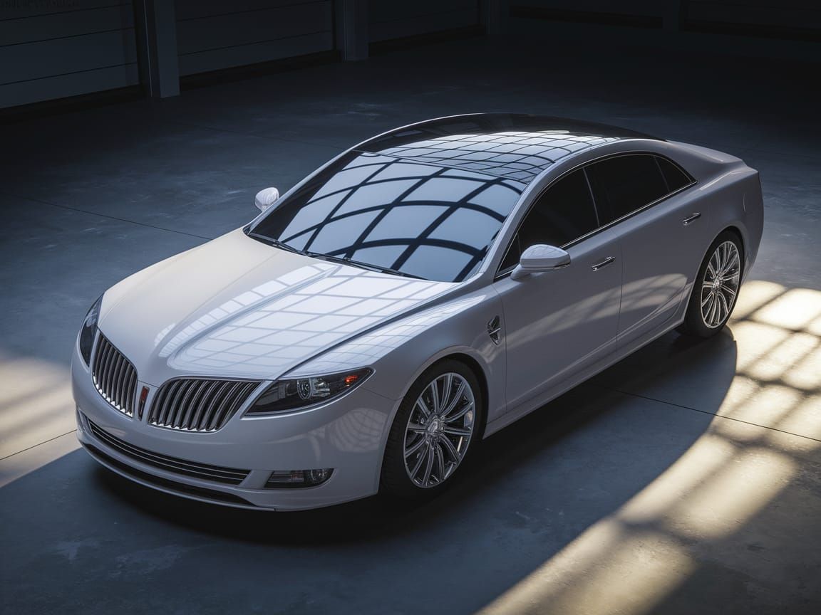 Sleek 2010 Luxury Sedan in Dim Garage 3D Render