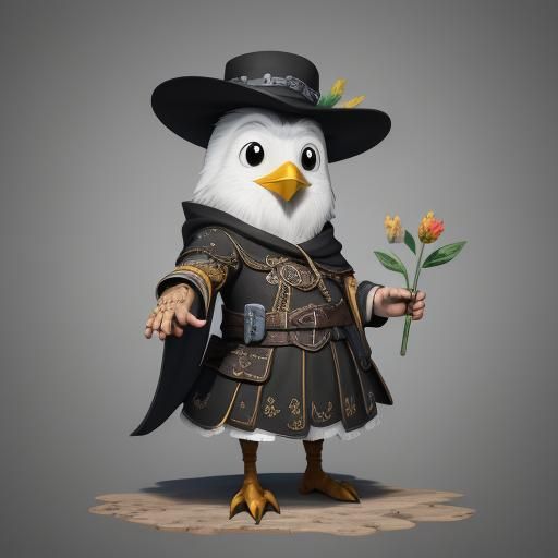 Cute Bird Outline Art for Coloring Page