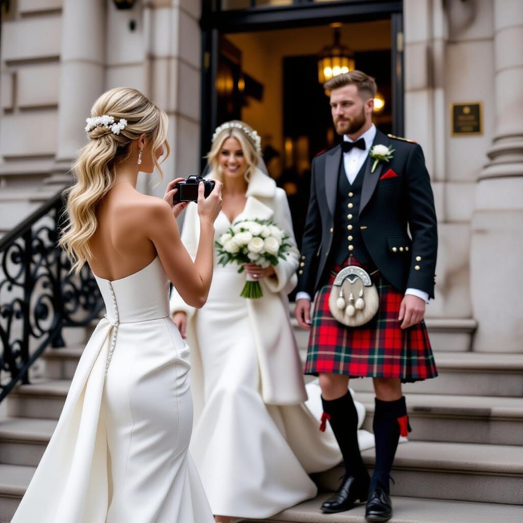 London Wedding Photo in Digital Painting Style