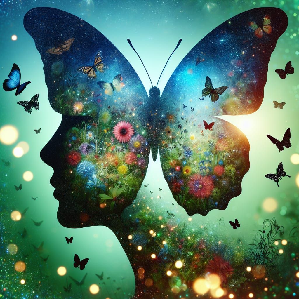 Hyperrealistic Butterfly Concept Art in Glittering Green