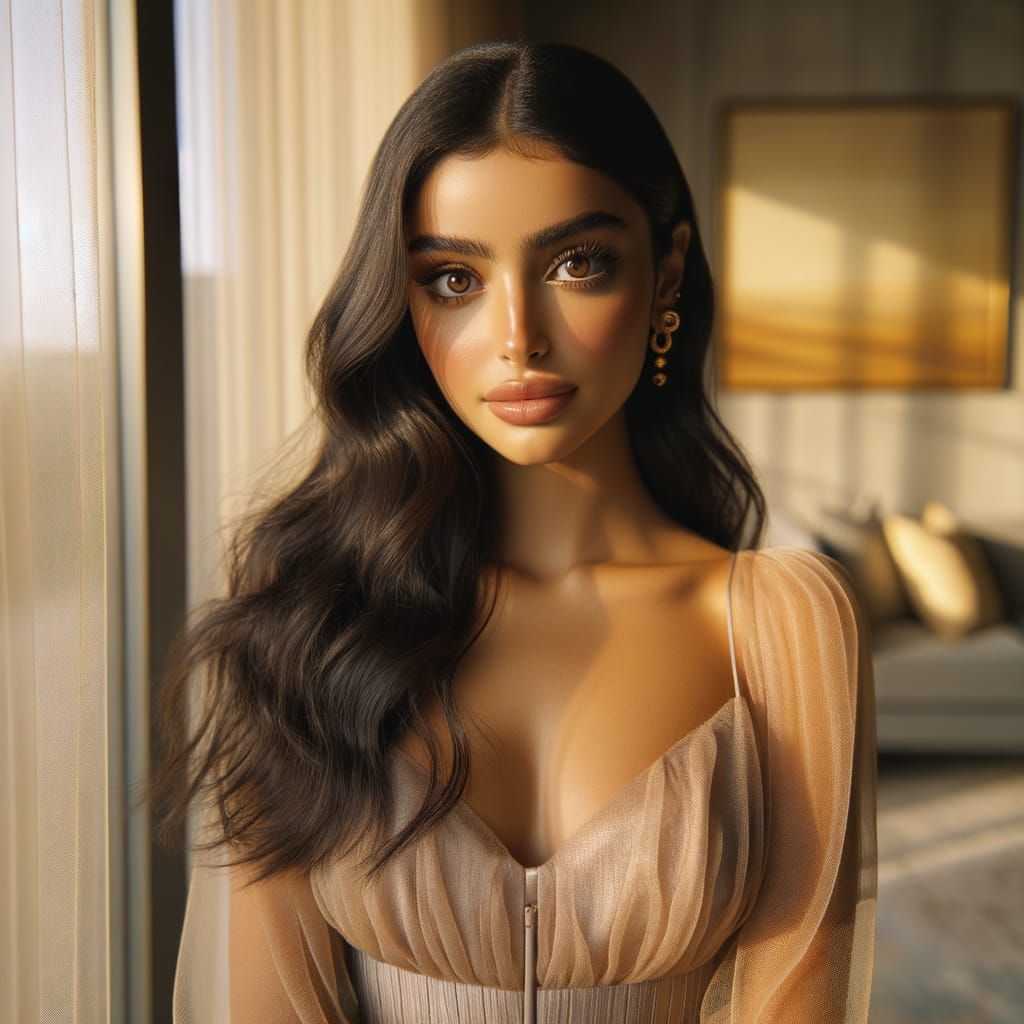 Elegant Arab Beauty Basks in Warm Golden Light