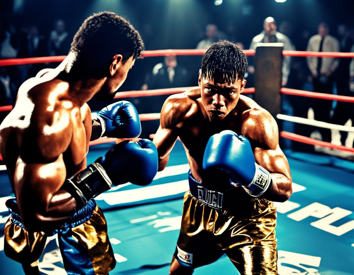 Intense Boxing Ring Fight in Hyper-Realistic Style