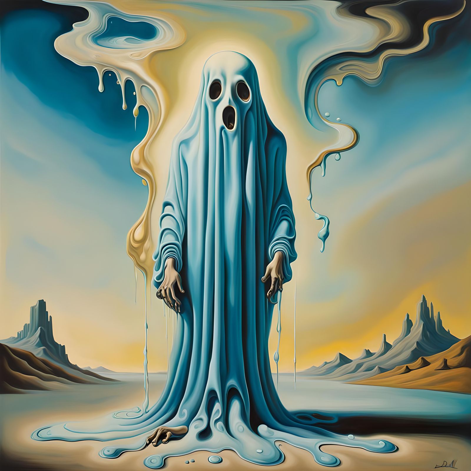 Surreal Ghost in a Melting Salvador Dali Style