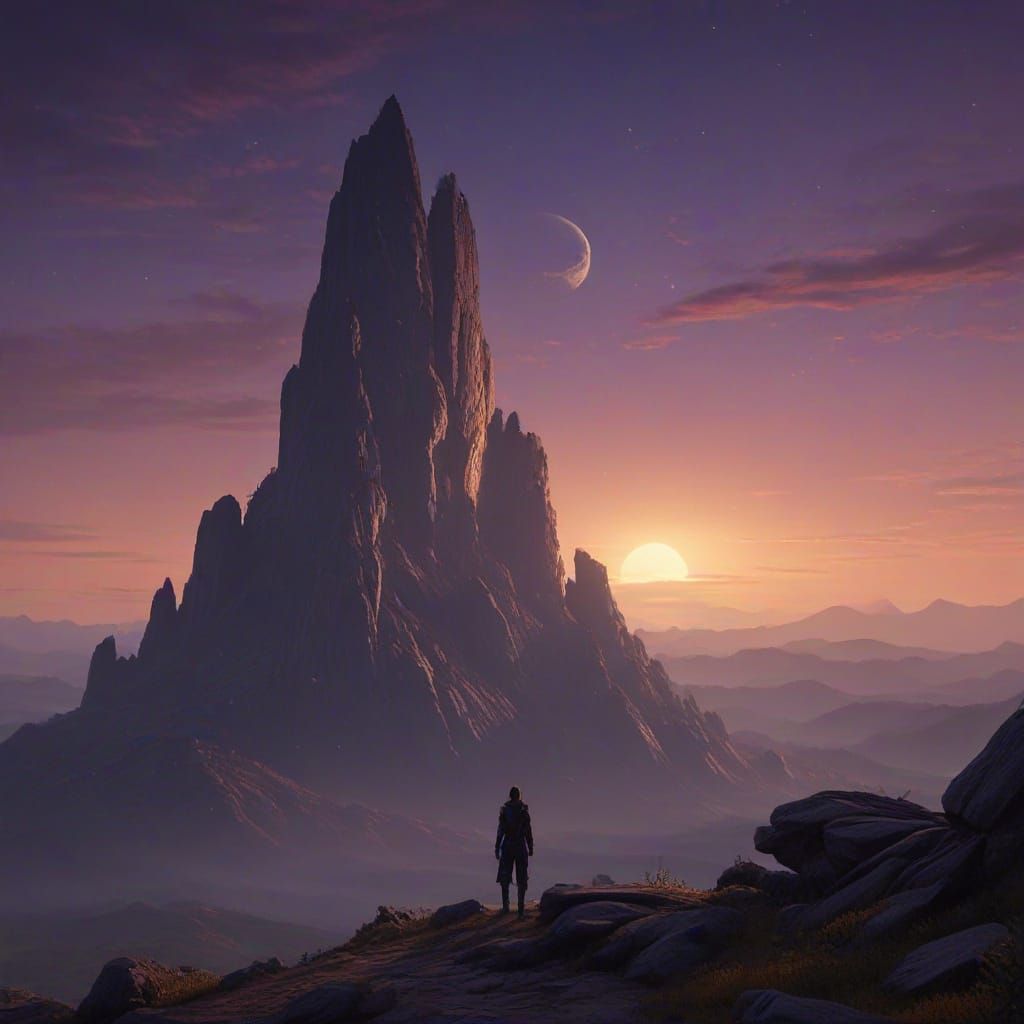 Ethereal Figure Basks in Last Light of Dying Star on Twilit ...