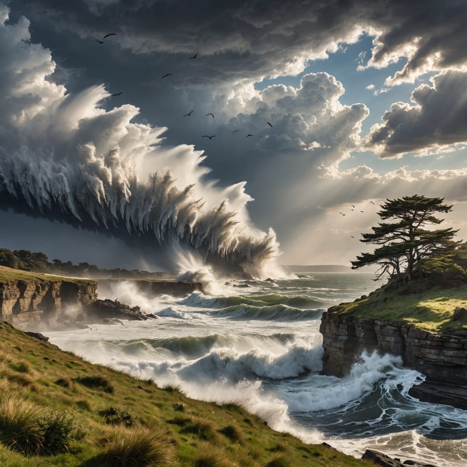 Dramatic Windstorm Sweeping Across a Vast Landscape
