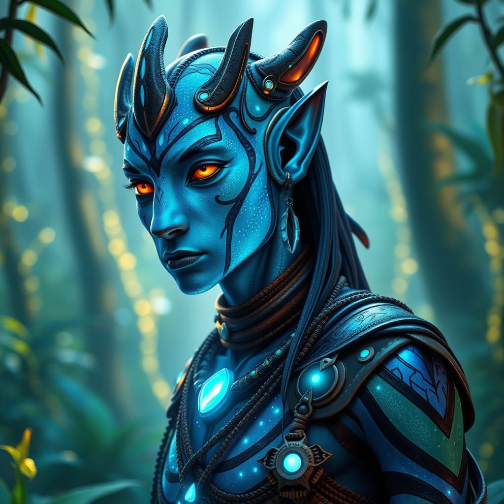 Navi Male in Resplendent Organic Attire Amidst Pandora's Glo...