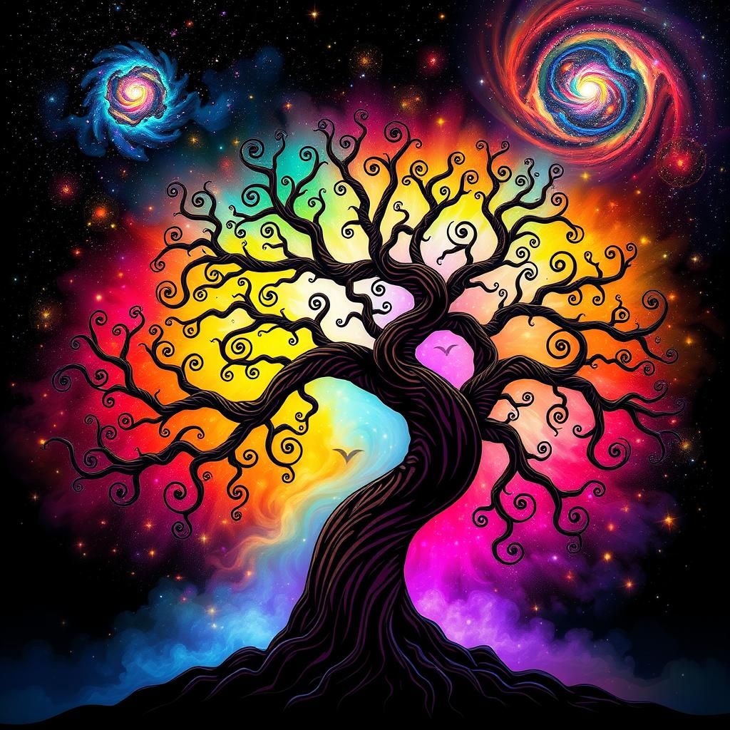 Majestic Tree of Life in Abstract Fractal Style