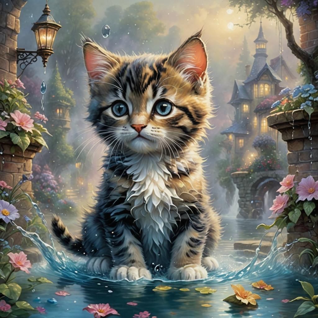 Ethereal Water Kitten in Fantasy Style