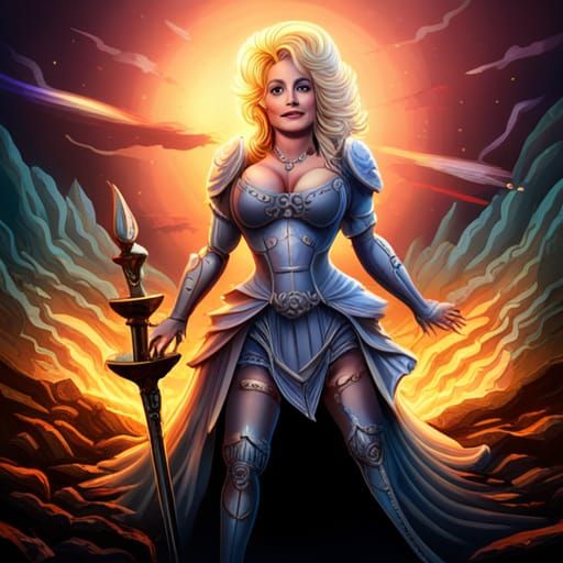 Dolly Parton as Knight in Dungeon Battle