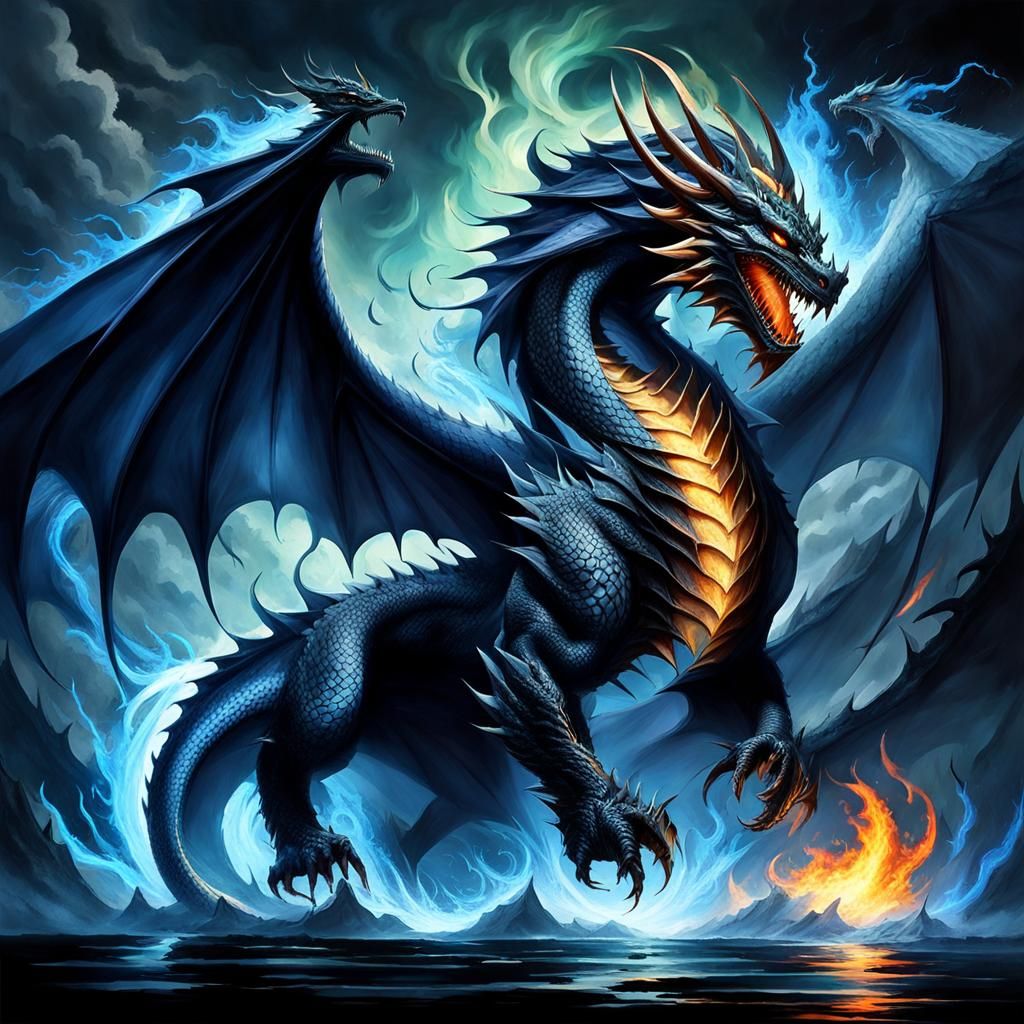 Guardian Dragon with Fur and Scales Digital Art