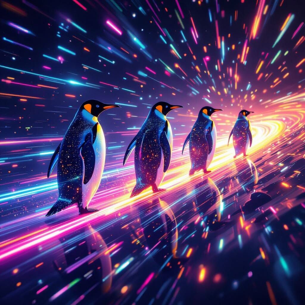 Cosmic Penguins of Light in Deep Space