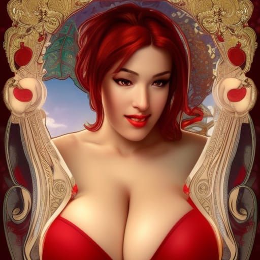 Festive Beauty in Santa Outfit: Detailed Digital Art