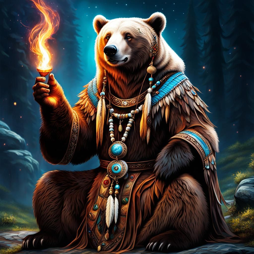 Ancient Bear Shaman Casting Spells