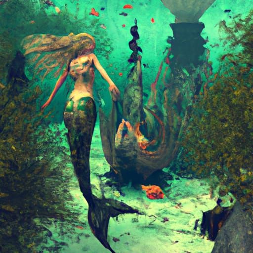 Underwater Garden of Eden with Mermaids