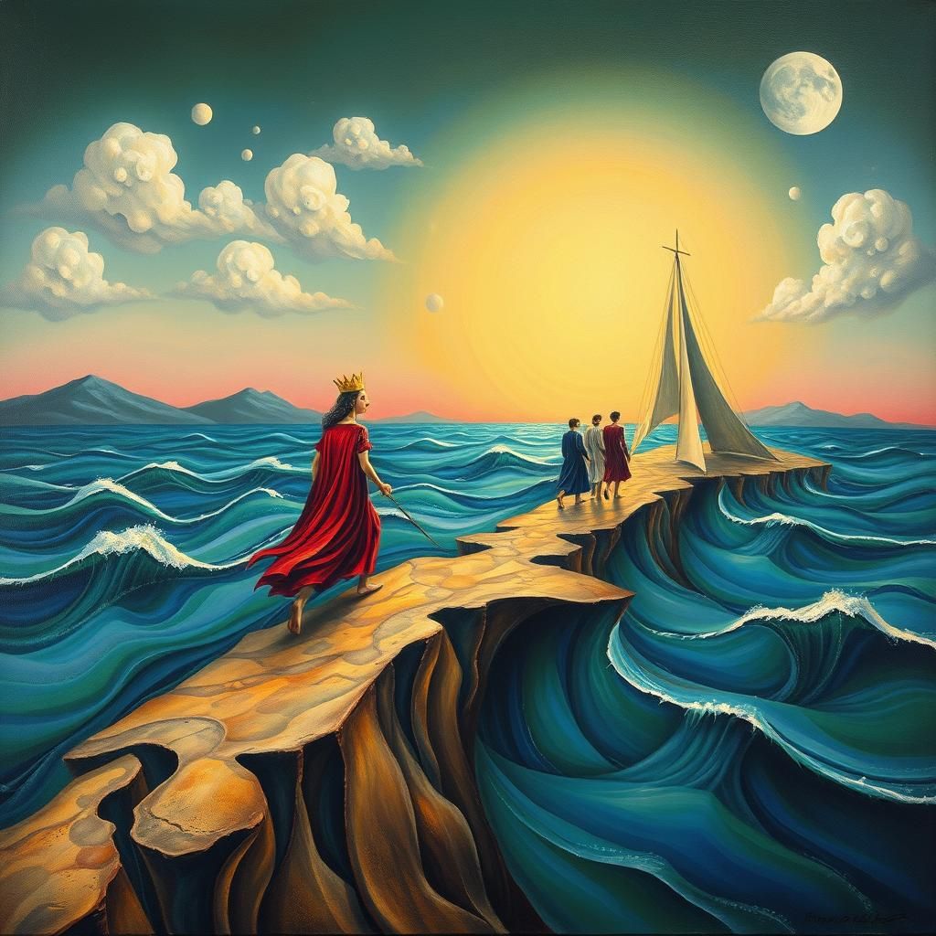 Surreal Queen Marching Across the Ocean