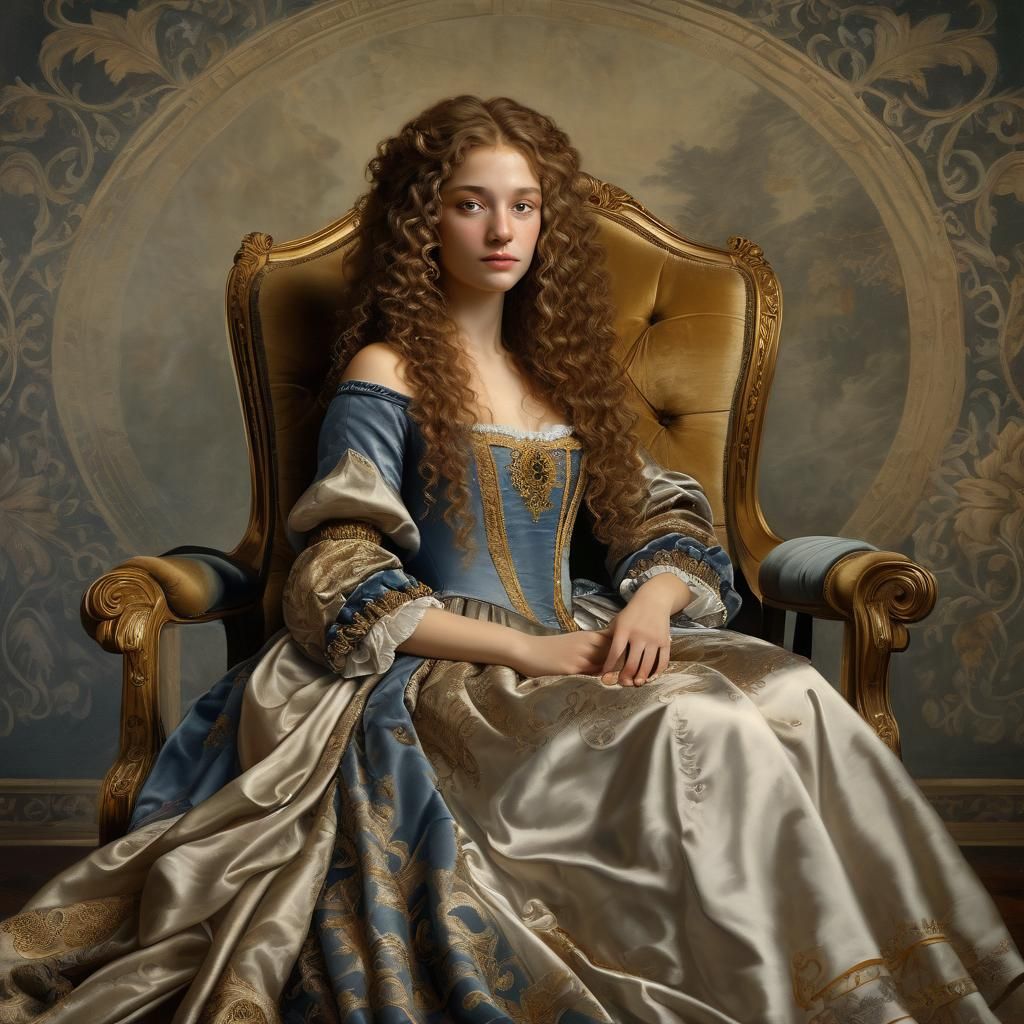 Italian Renaissance portrait. A woman with long, curly hair.