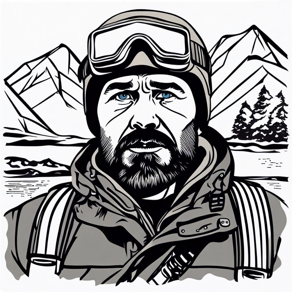 Astonished Arctic Explorer in Sharp Contrast