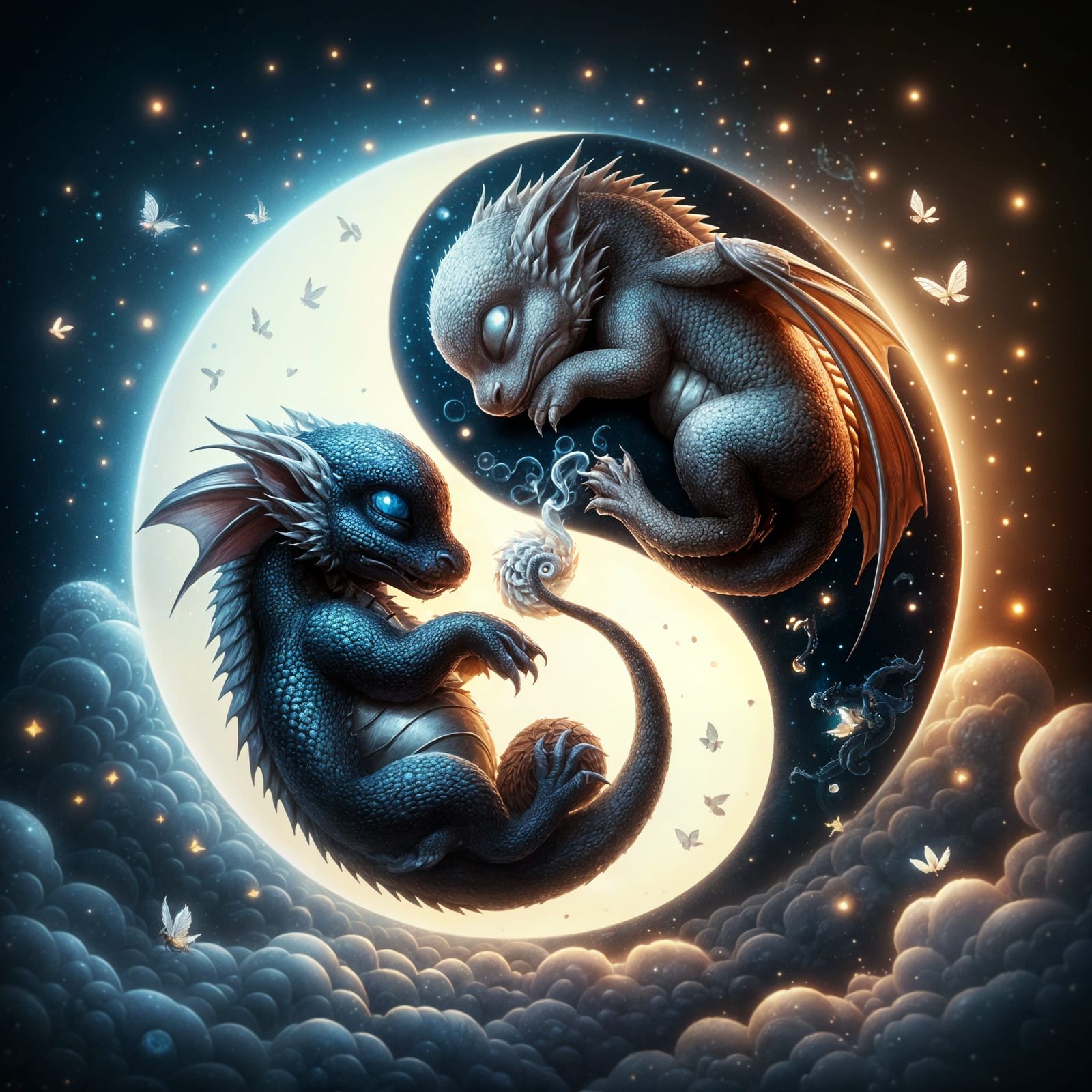 Yin Yang Dragons: A Magical Matte Painting