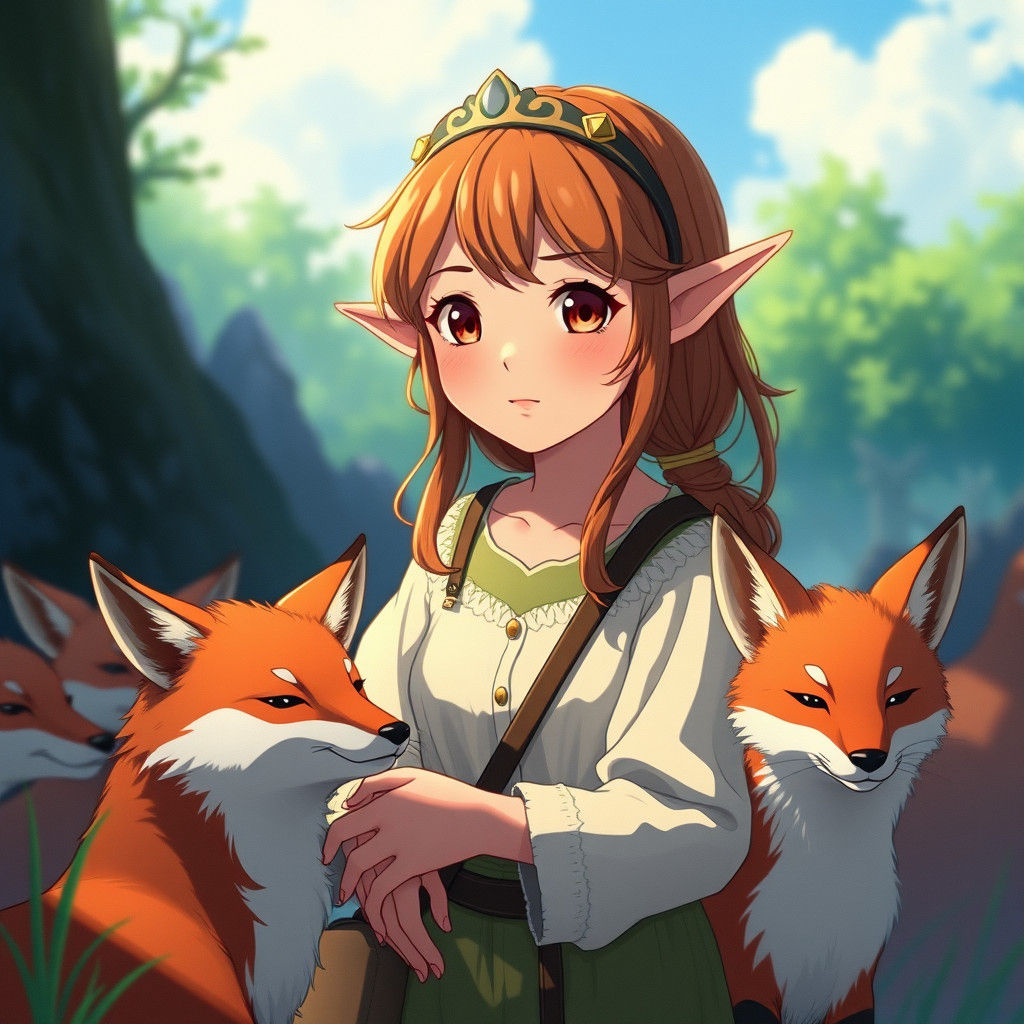 Cute Elf Shepherdess Herding Foxes, Anime Key Visual