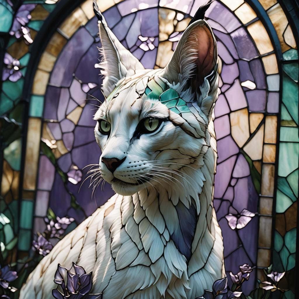 Biomechanical Caracal of Stained Glass in Mystical Light