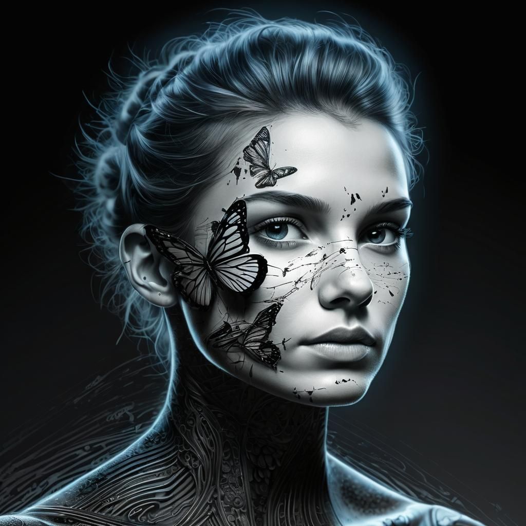 Hyper-Realistic Butterfly on Leaf in Oil Painting Style