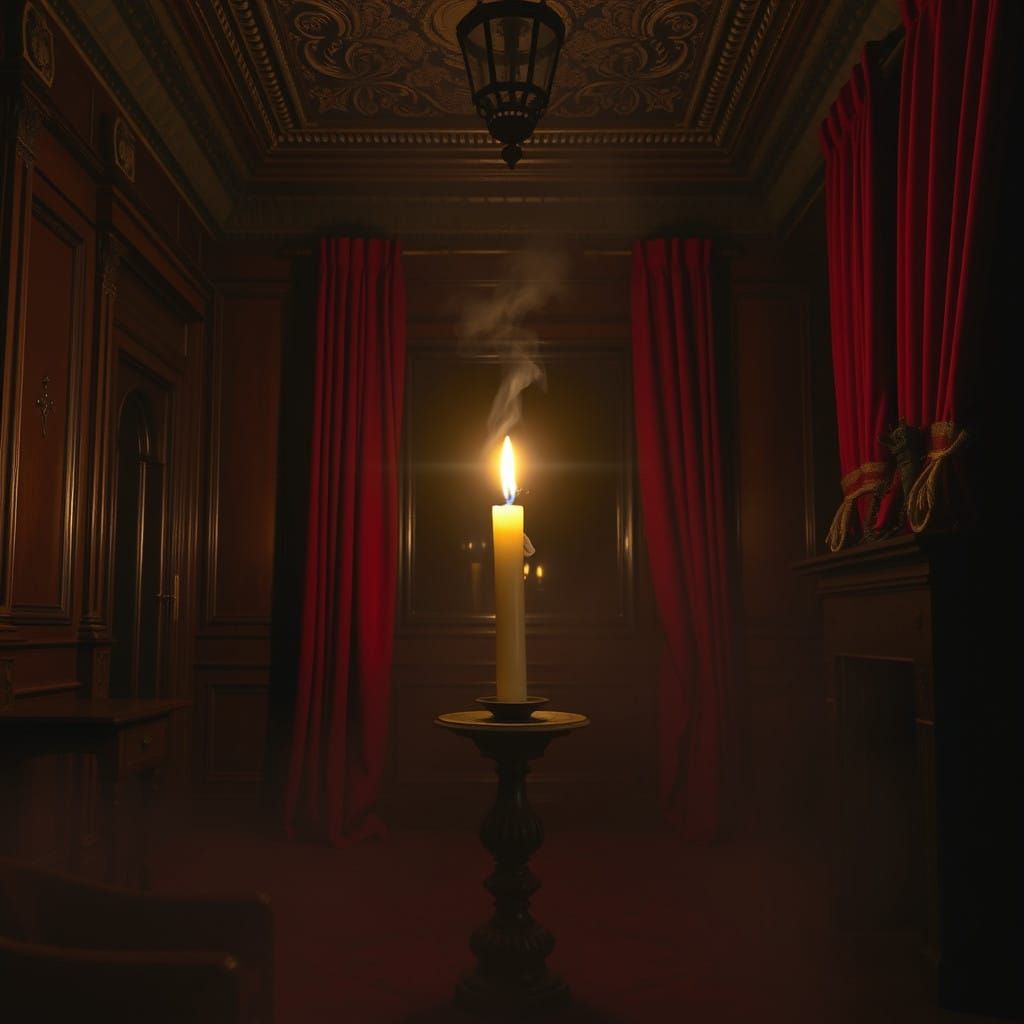 Surreal Candlelit Scene in Victorian Style