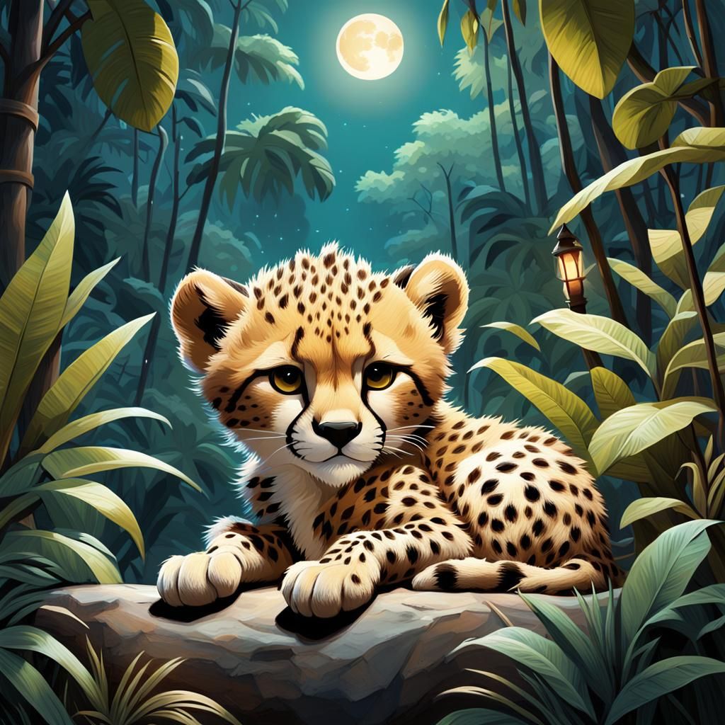 Cheetah Cub in Jungle - (Read Description)