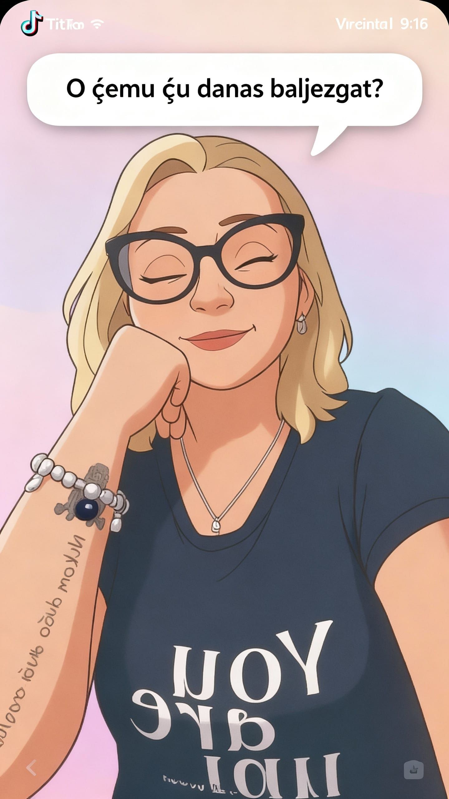 Animated Blonde Woman Avatar with Speech Bubble