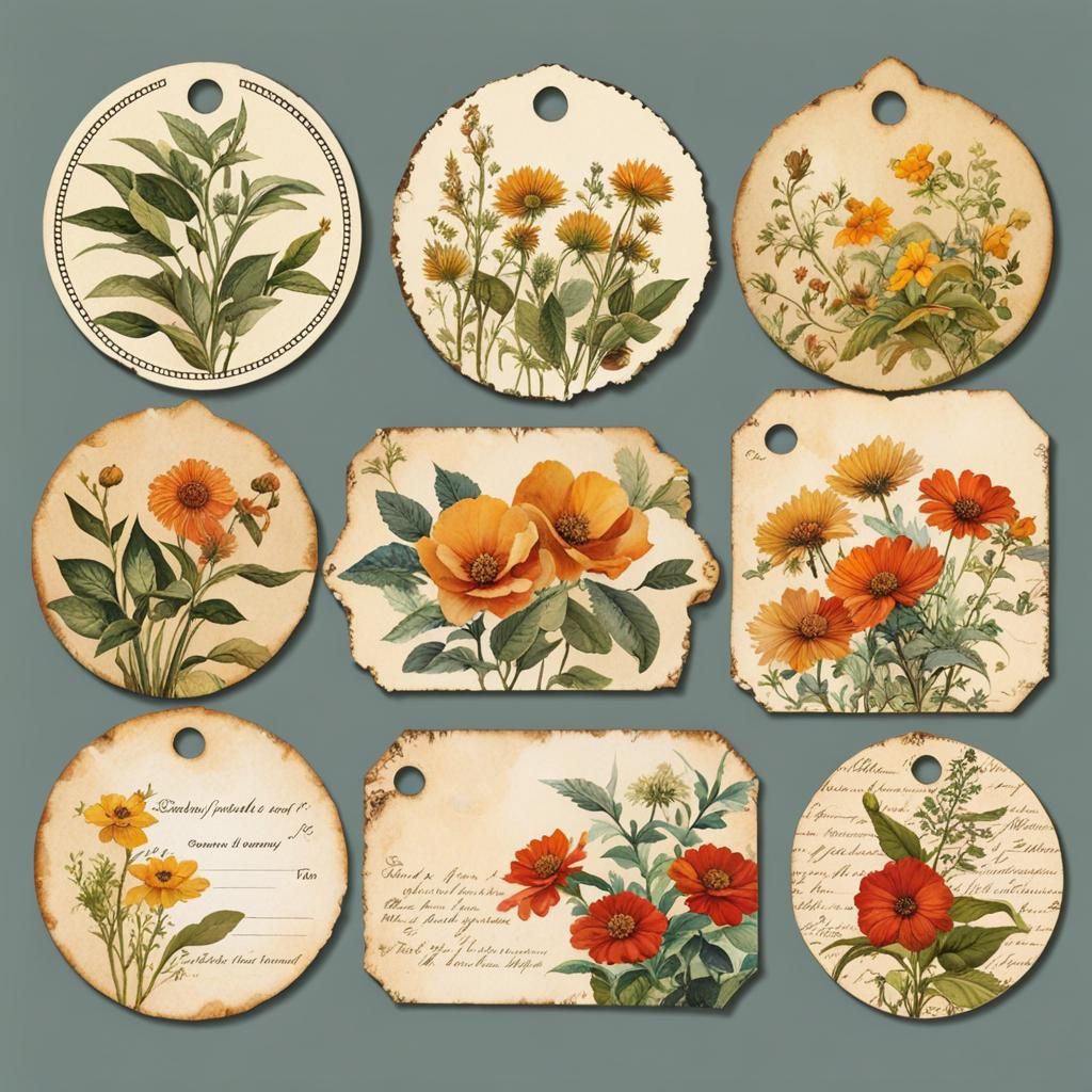 Vintage Tea Stained Shipping Tags Collage