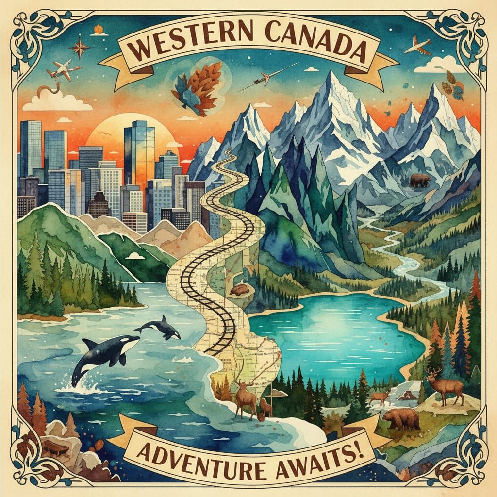Western Canada Collage: Banff, Vancouver, Orcas
