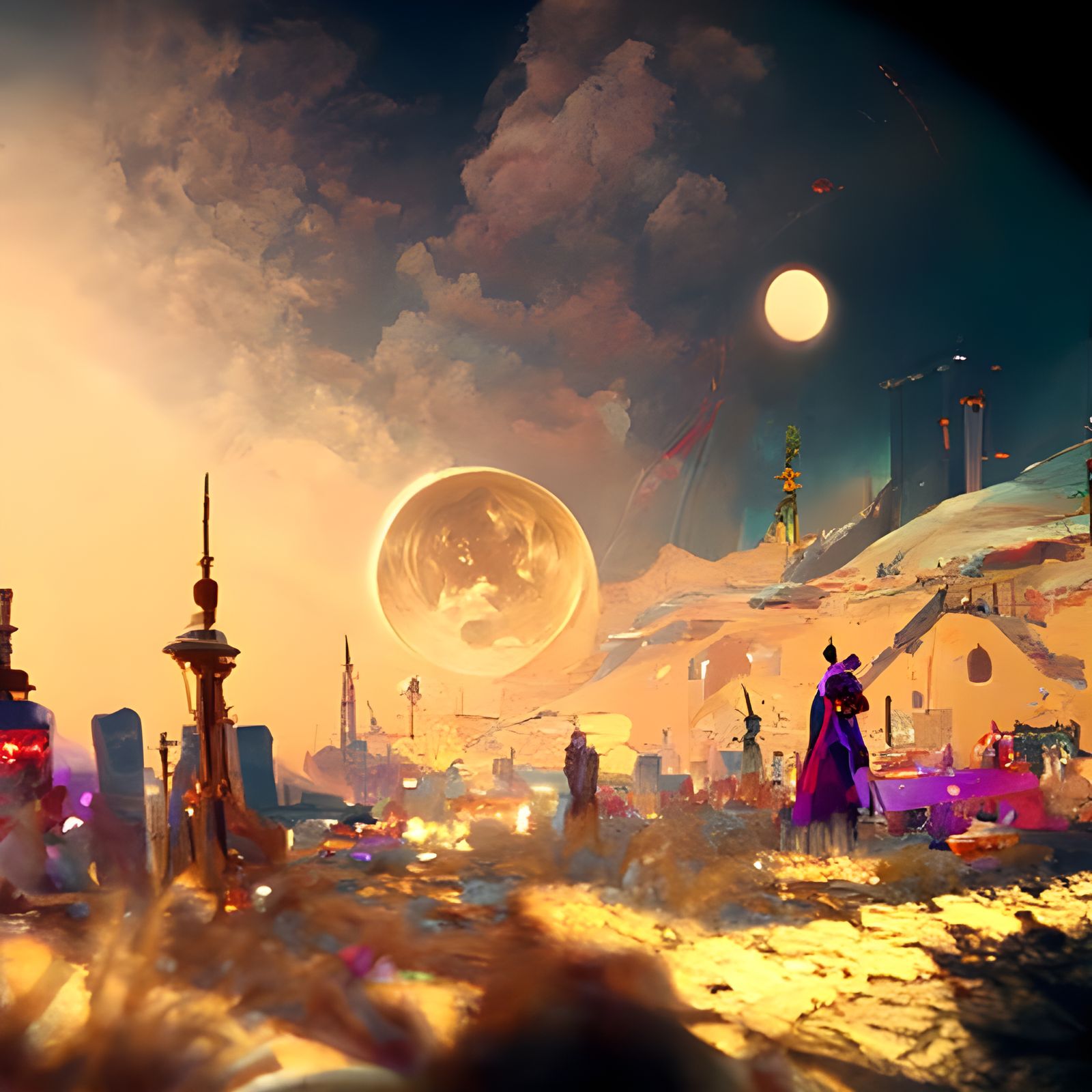 Lunar City: Dark Fantasy Concept Art in 8K