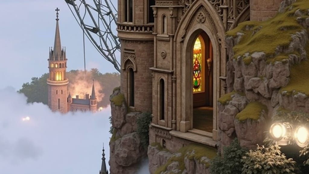 Majestic Castle Spire in Mystical Realism Style