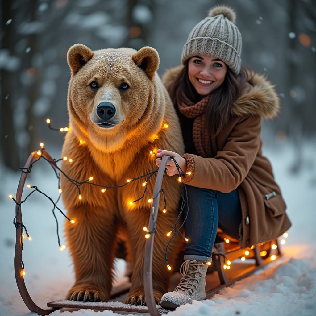 Winter Wonder with Golden Grizzly Bear