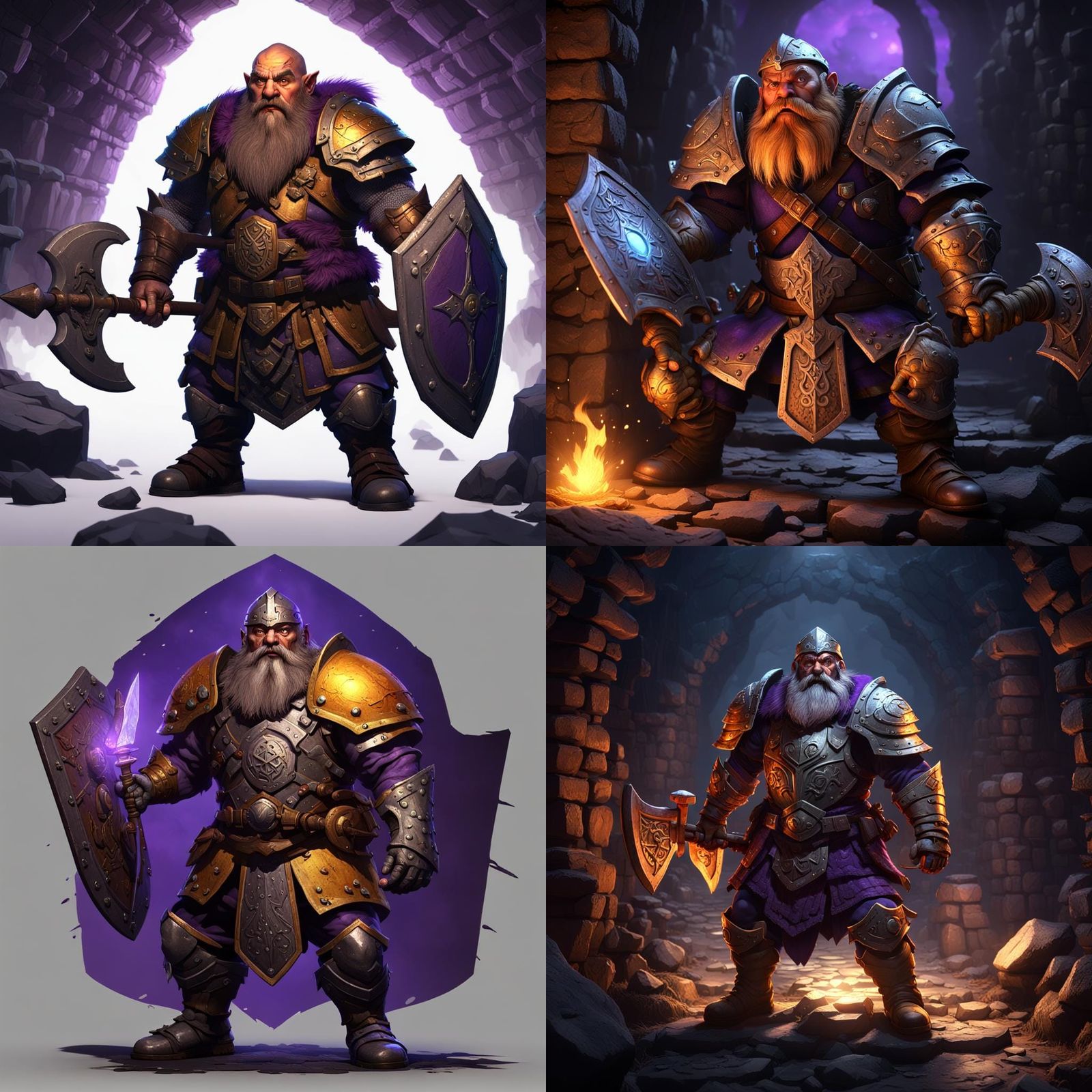 Dwarf Warrior in Dungeon, Hyperdetailed Digital Art