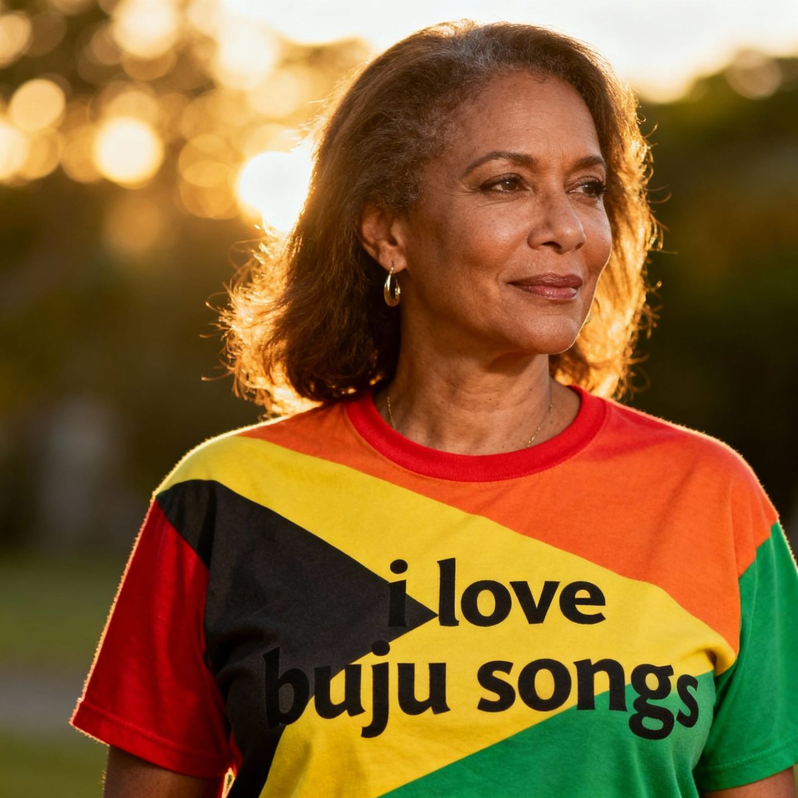 Photorealistic Portrait of Woman in Jamaica T-Shirt