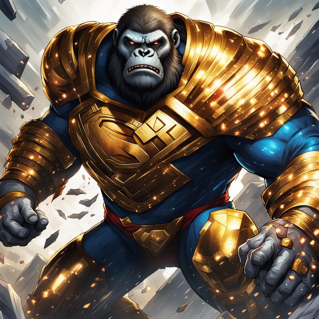 Gorilla Grodd vs. Superman in Golden Armor