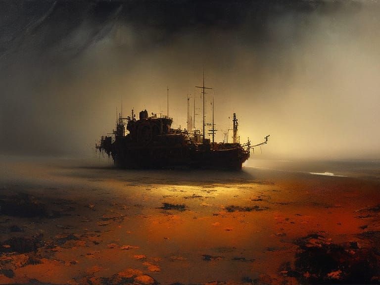 Shipwreck on Skeleton Coast: Hyperdetailed Matte Painting