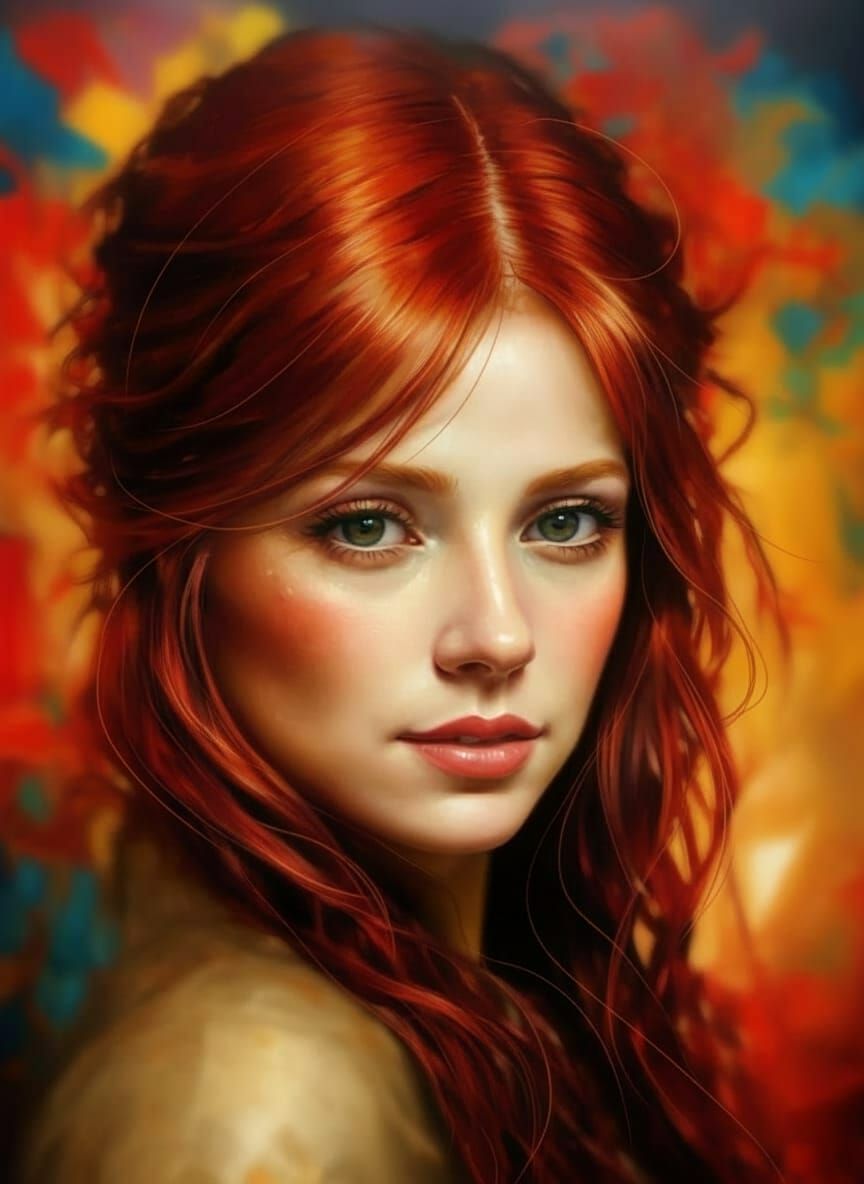Hyperrealistic Portrait of a Red-Haired Woman