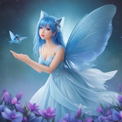 Enchanting Bluebird Fairy in Flight