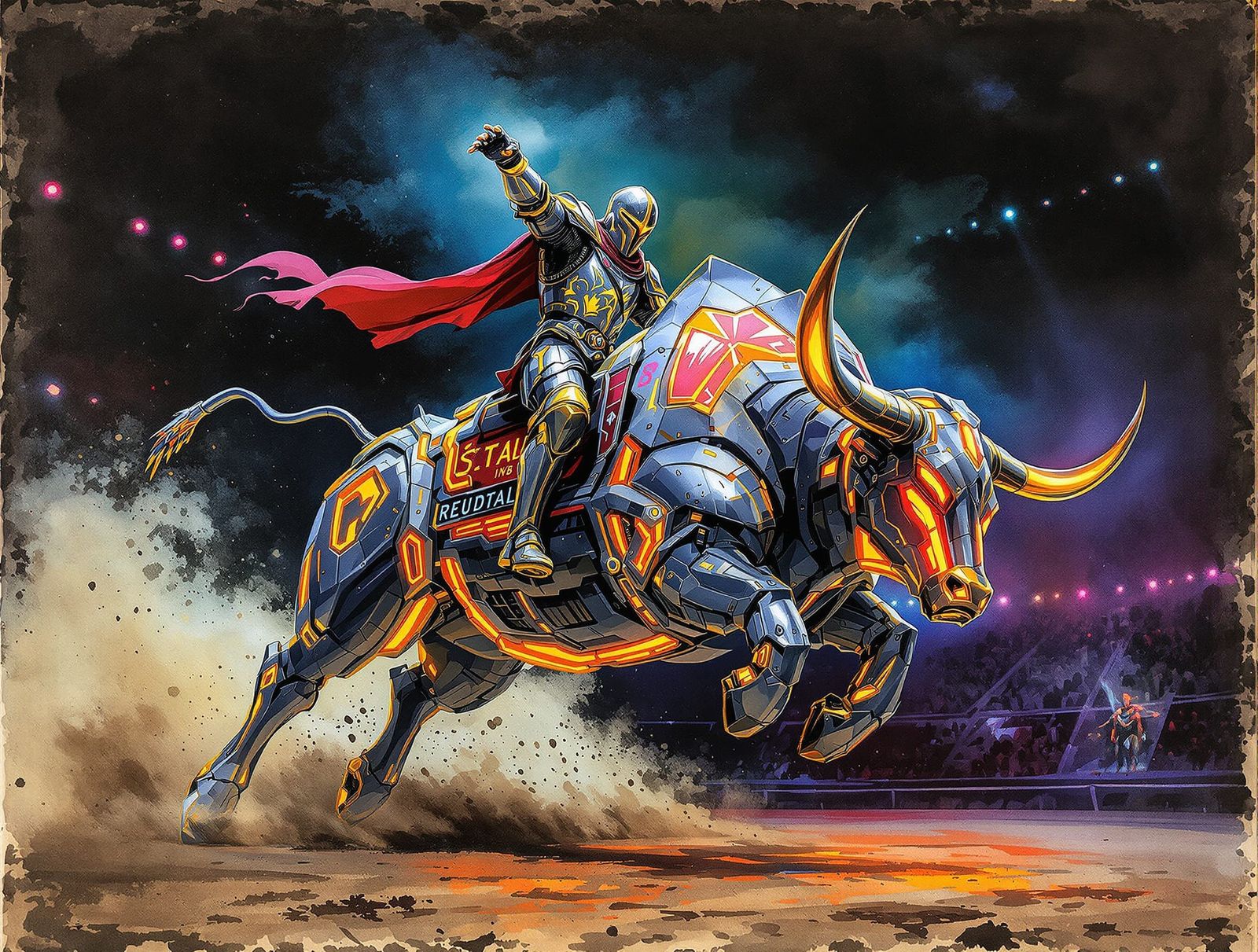 Medieval Knight Riding a Mechanical Bull