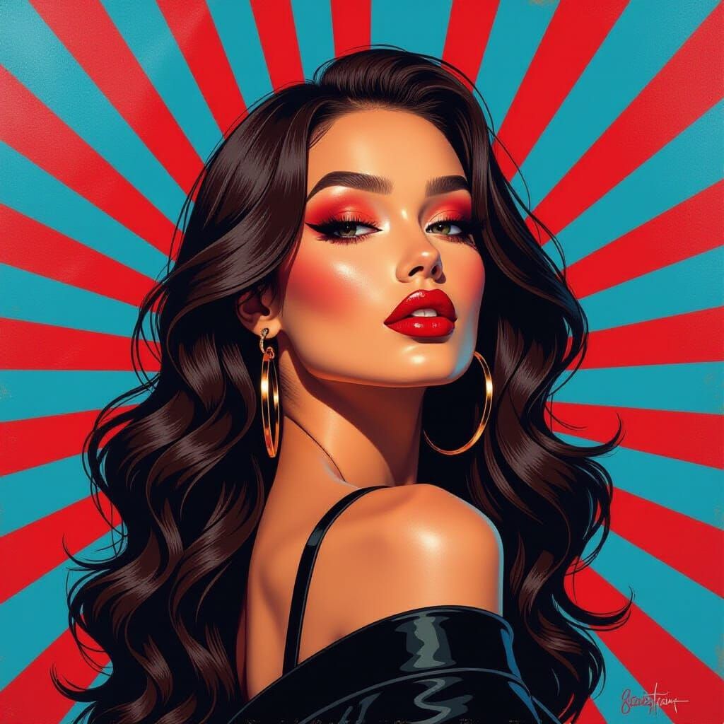 Confident Model in Profile with Vibrant Backdrop