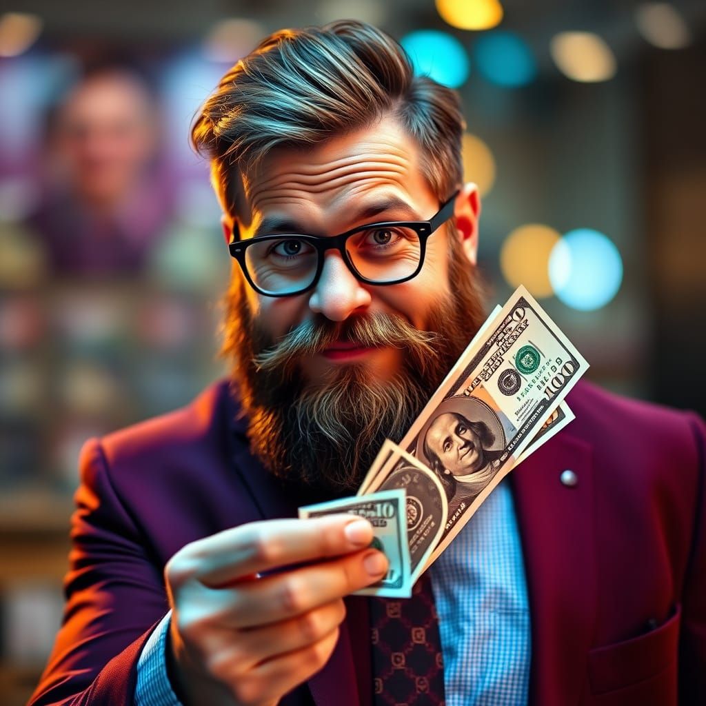 Mr. Beast Giving Cash Portrait in Professional Style