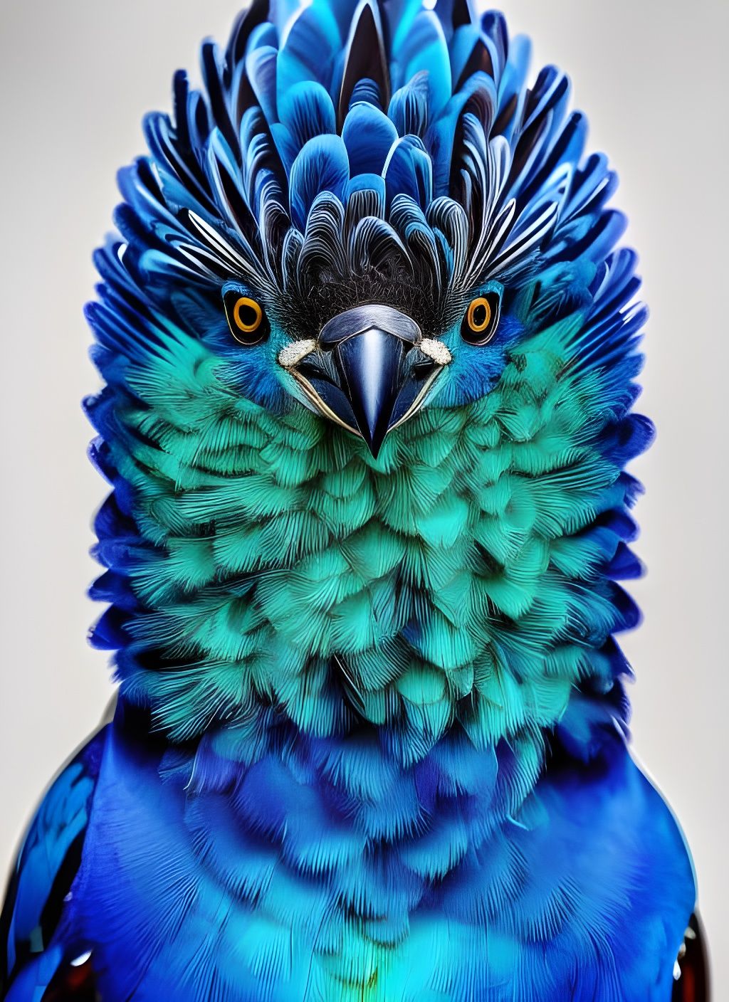 Blue-Bellied Roller Portrait in Flowing Inks