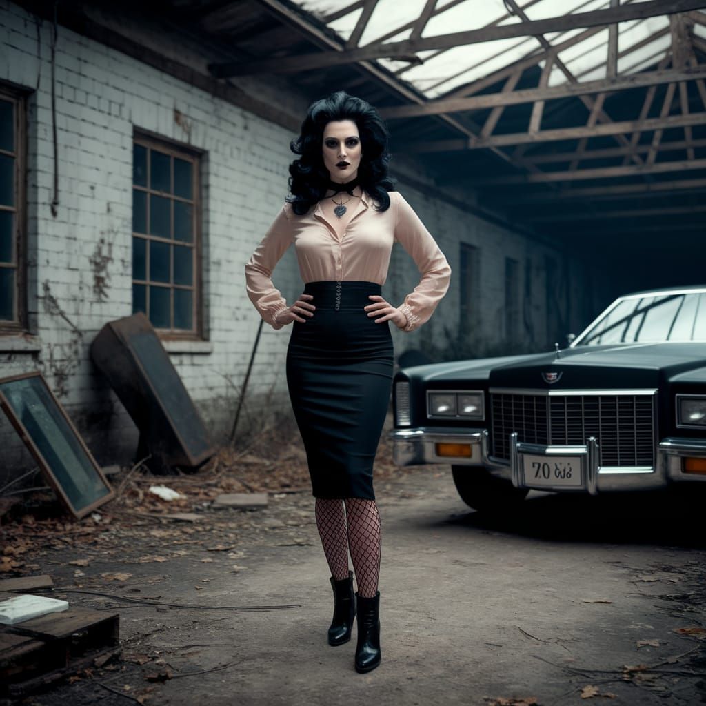 Gothic Cross Dresser in Haunted Funeral Home