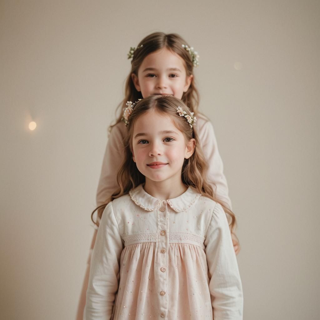 Twins Portrait in Soft Pastel Colors