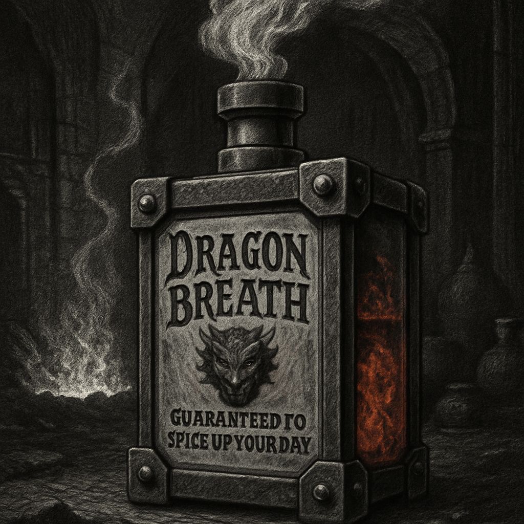 Dragon's Fiery Elixir in a Dark Dungeon Lair