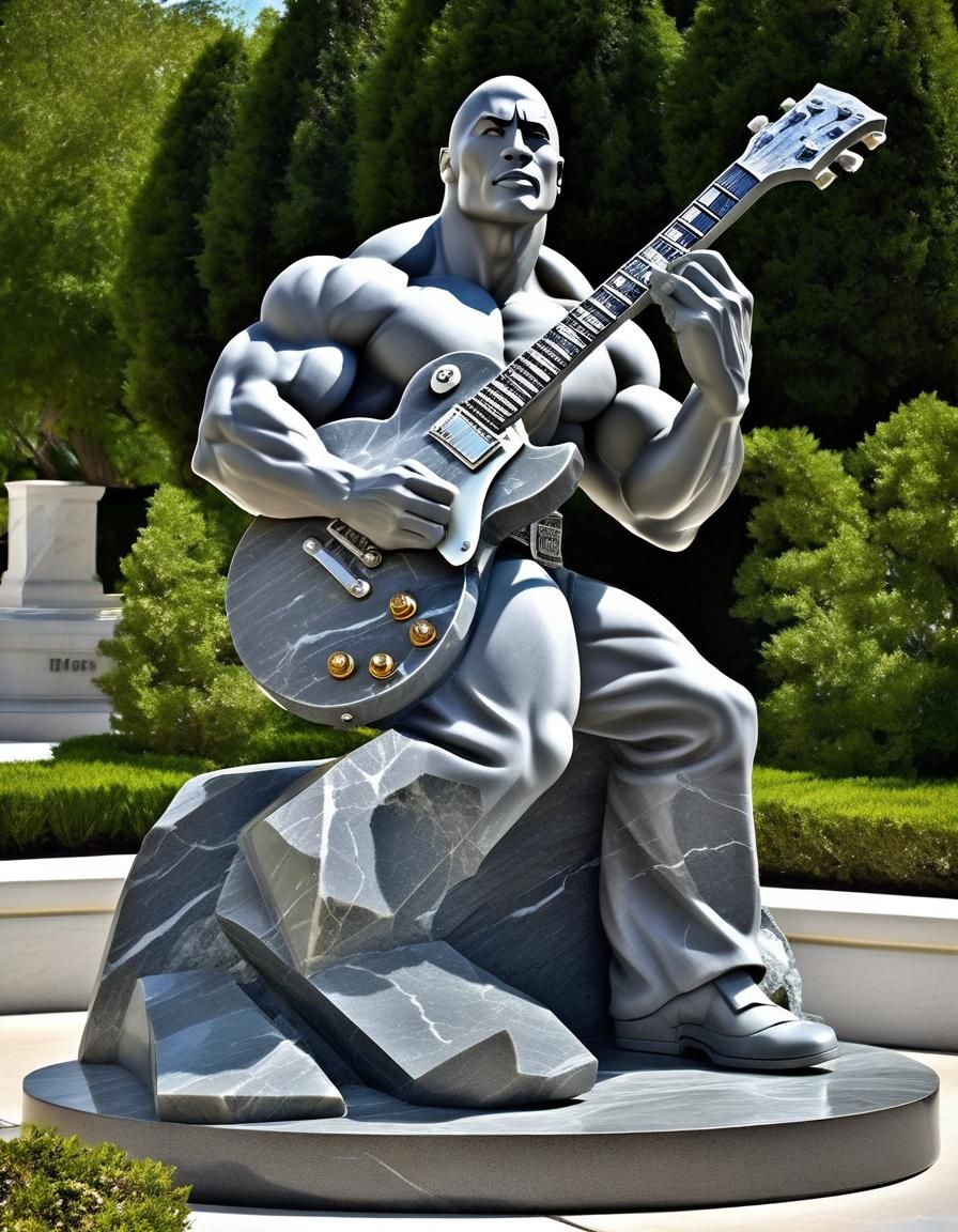 Marble Statue of Rockstar Playing Guitar
